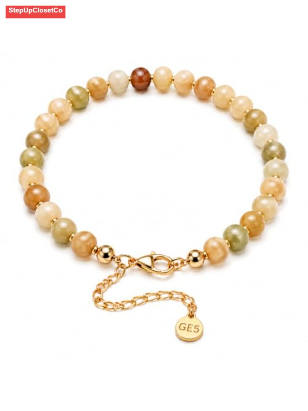 Handmade Natural Gemstone Beaded Choker Necklace with 14K Gold-Plated Accents
